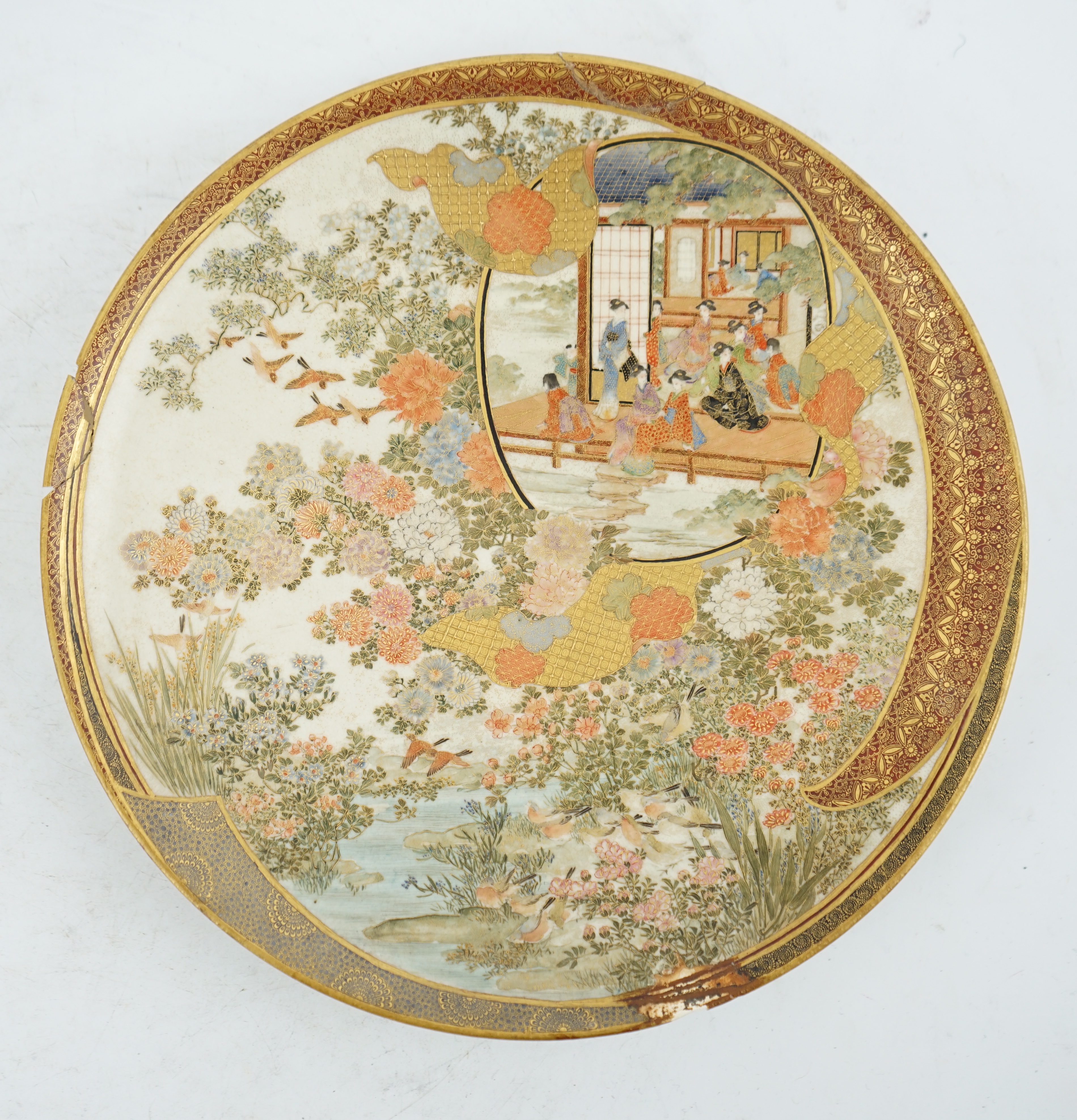 A Japanese Satsuma circular dish, Meiji period